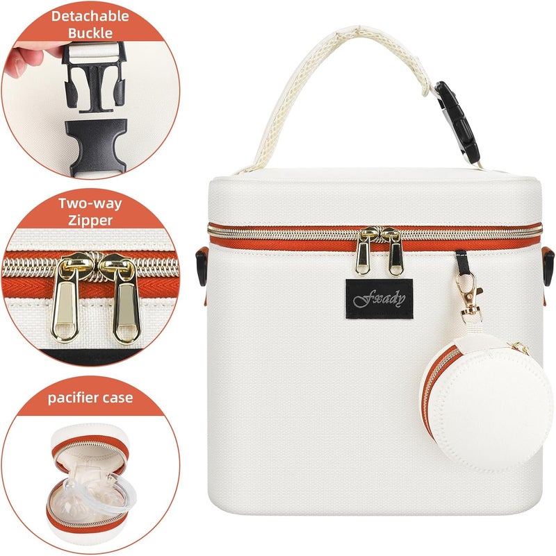 Fxady Breastmilk Cooler Bag with Ice Pack, Insulated Baby Bottle Tote Bag for 6 Bottles Up to 9 oz, Clip-On Pouch for Baby Essentials, Leakproof, Waterproof, Shoulder Strap for Nursing Moms - Image 5